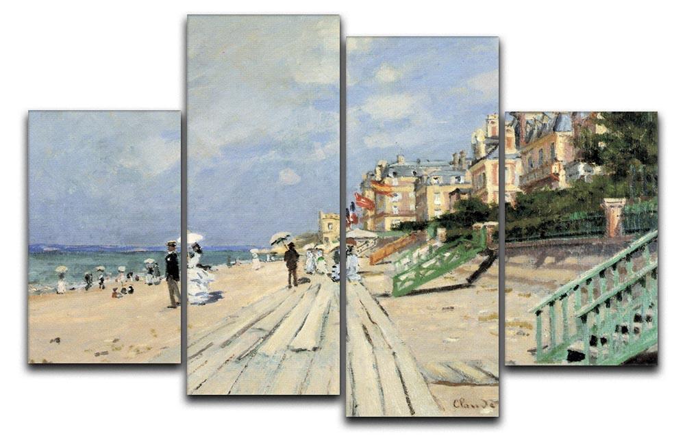 Beach at trouville by Monet 4 Split Panel Canvas  - Canvas Art Rocks - 1