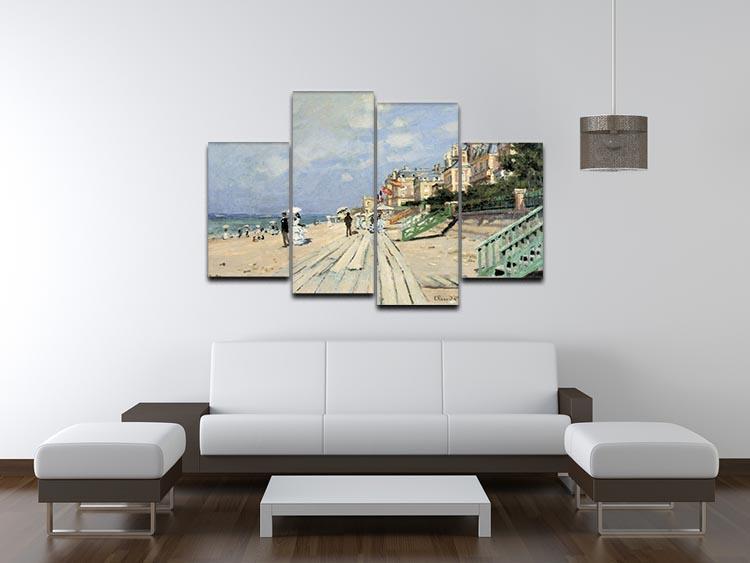 Beach at trouville by Monet 4 Split Panel Canvas - Canvas Art Rocks - 3