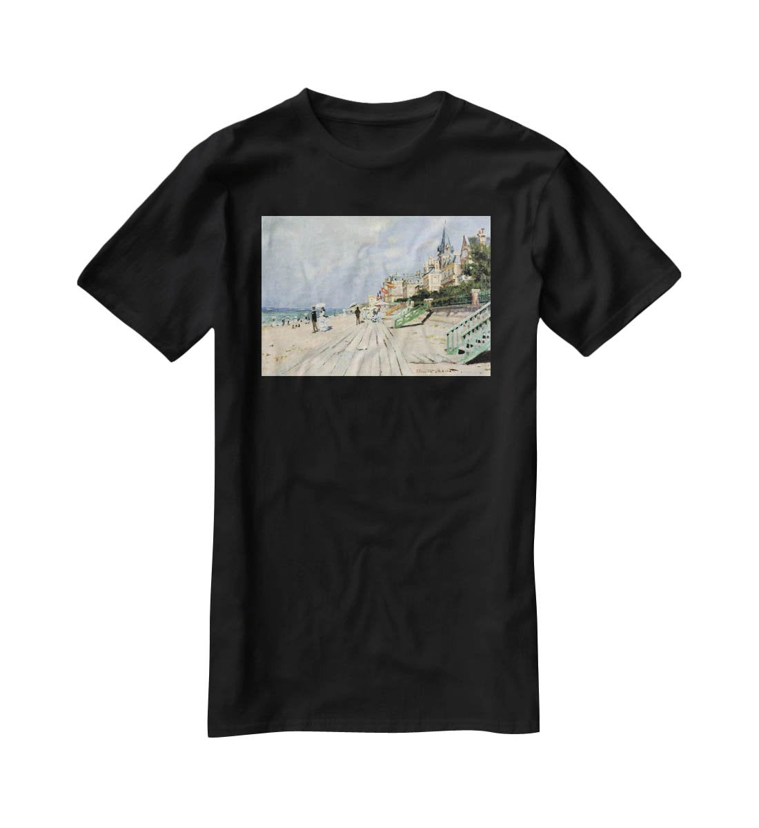 Beach at trouville by Monet T-Shirt - Canvas Art Rocks - 1