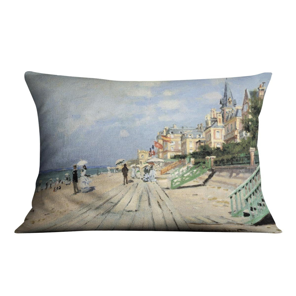 Beach at trouville by Monet Throw Pillow