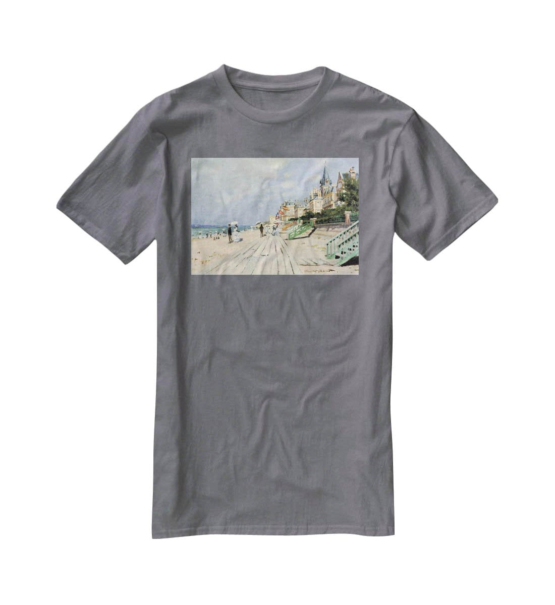 Beach at trouville by Monet T-Shirt - Canvas Art Rocks - 3