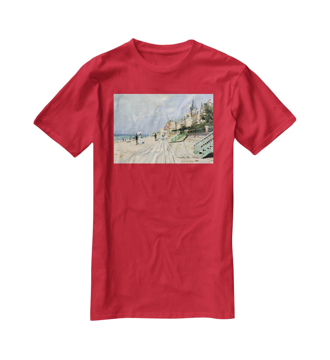 Beach at trouville by Monet T-Shirt - Canvas Art Rocks - 4