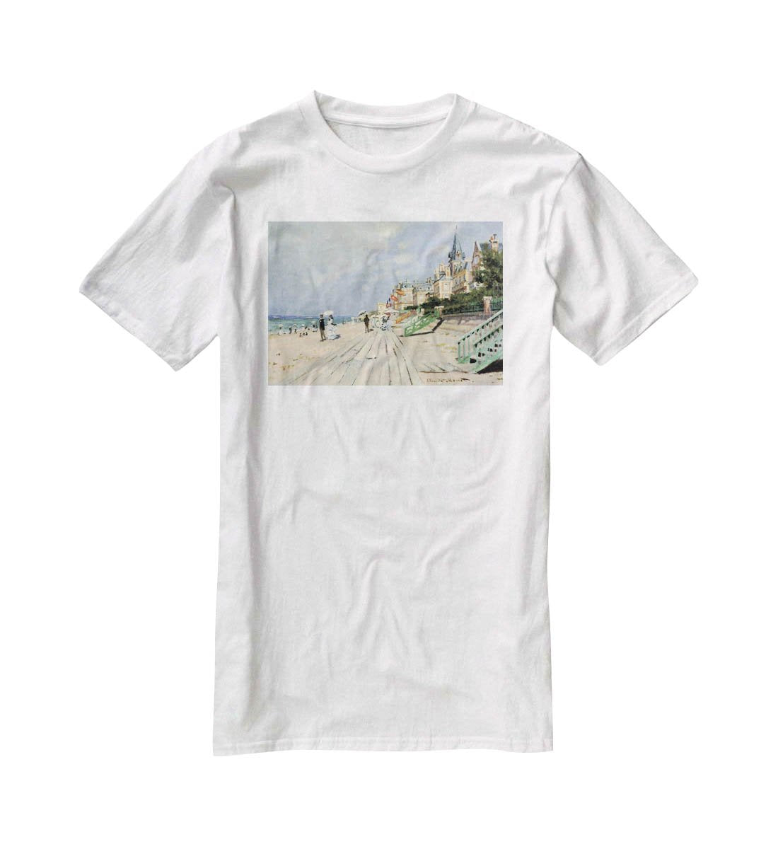 Beach at trouville by Monet T-Shirt - Canvas Art Rocks - 5