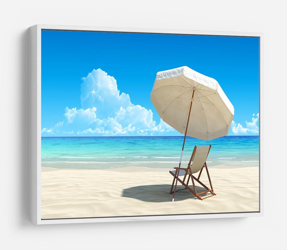 Beach chair and umbrella on idyllic tropical sand beach HD Metal Print - Canvas Art Rocks - 7