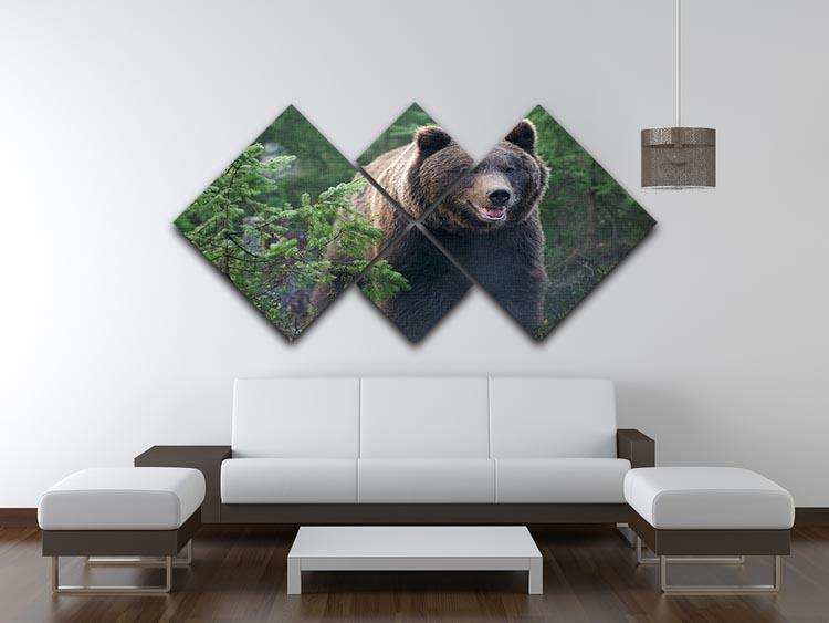 Bear in forest 4 Square Multi Panel Canvas - Canvas Art Rocks - 3
