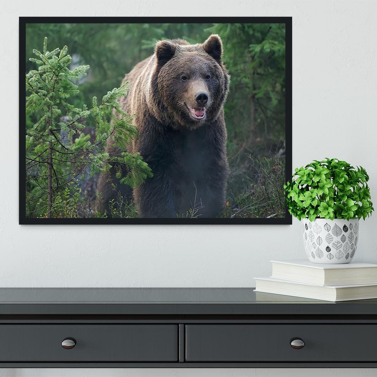 Bear in forest Framed Print - Canvas Art Rocks - 2