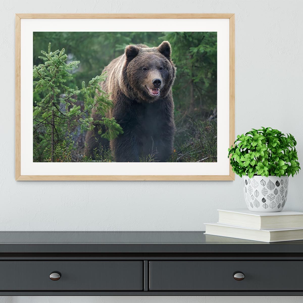 Bear in forest Framed Print - Canvas Art Rocks - 3