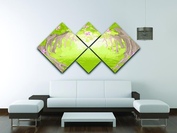 Beautiful Glade in the Magic forest 4 Square Multi Panel Canvas - Canvas Art Rocks - 3
