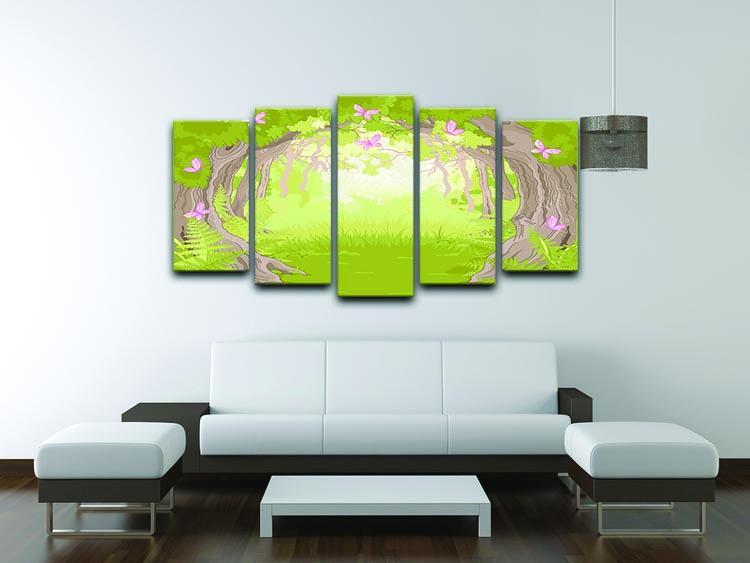 Beautiful Glade in the Magic forest 5 Split Panel Canvas - Canvas Art Rocks - 3