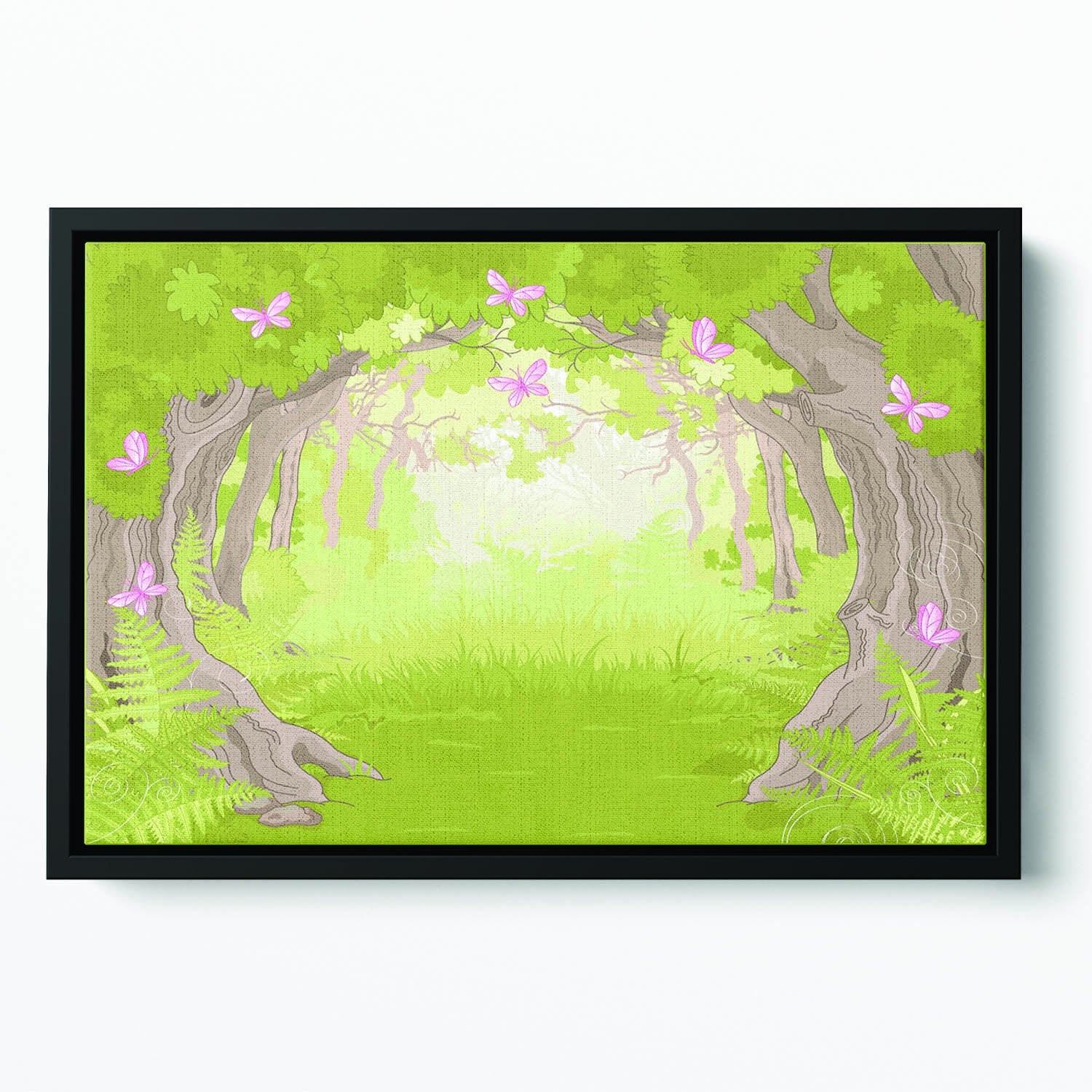 Beautiful Glade in the Magic forest Floating Framed Canvas