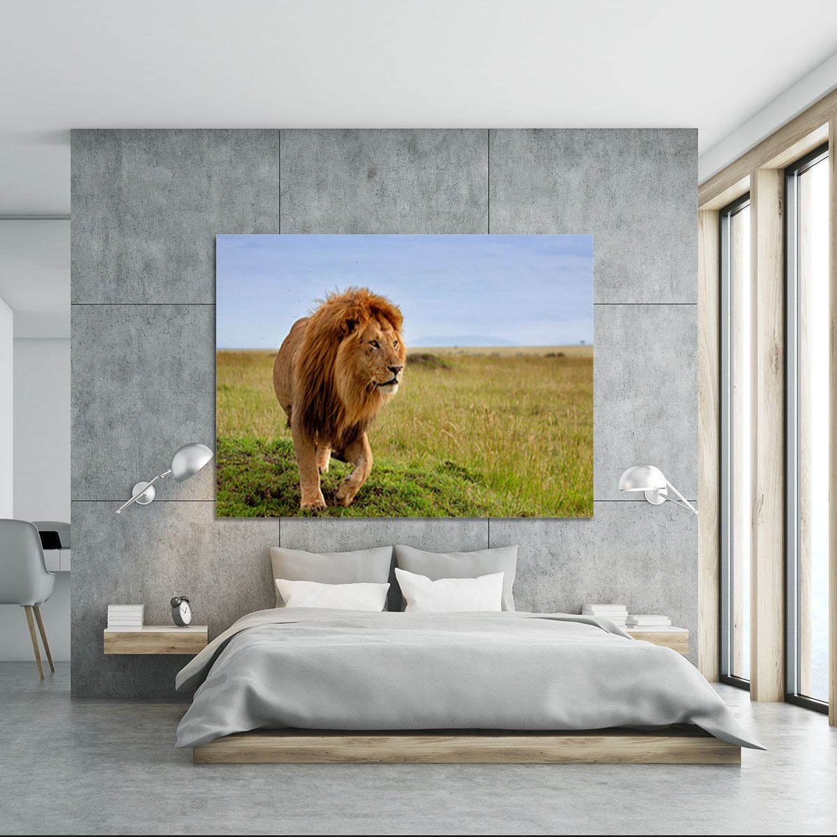 Beautiful Lion Long in Masai Mara Canvas Print or Poster