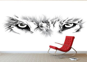 Beautiful Wolf face illustration Wall Mural Wallpaper - Canvas Art Rocks - 2