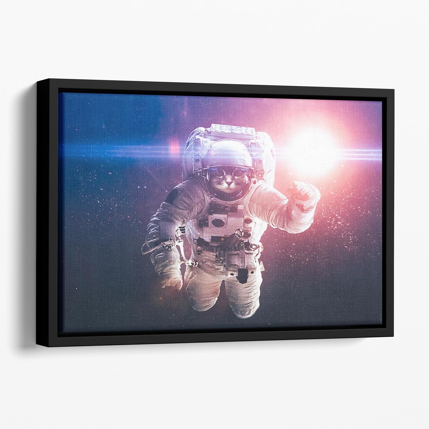 Beautiful cat in outer space Floating Framed Canvas - Canvas Art Rocks - 1