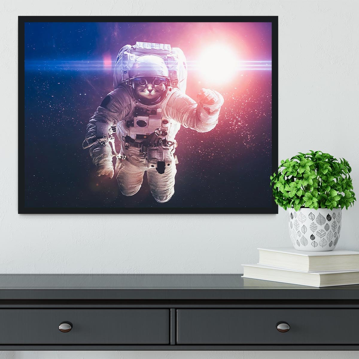 Beautiful cat in outer space Framed Print - Canvas Art Rocks - 2