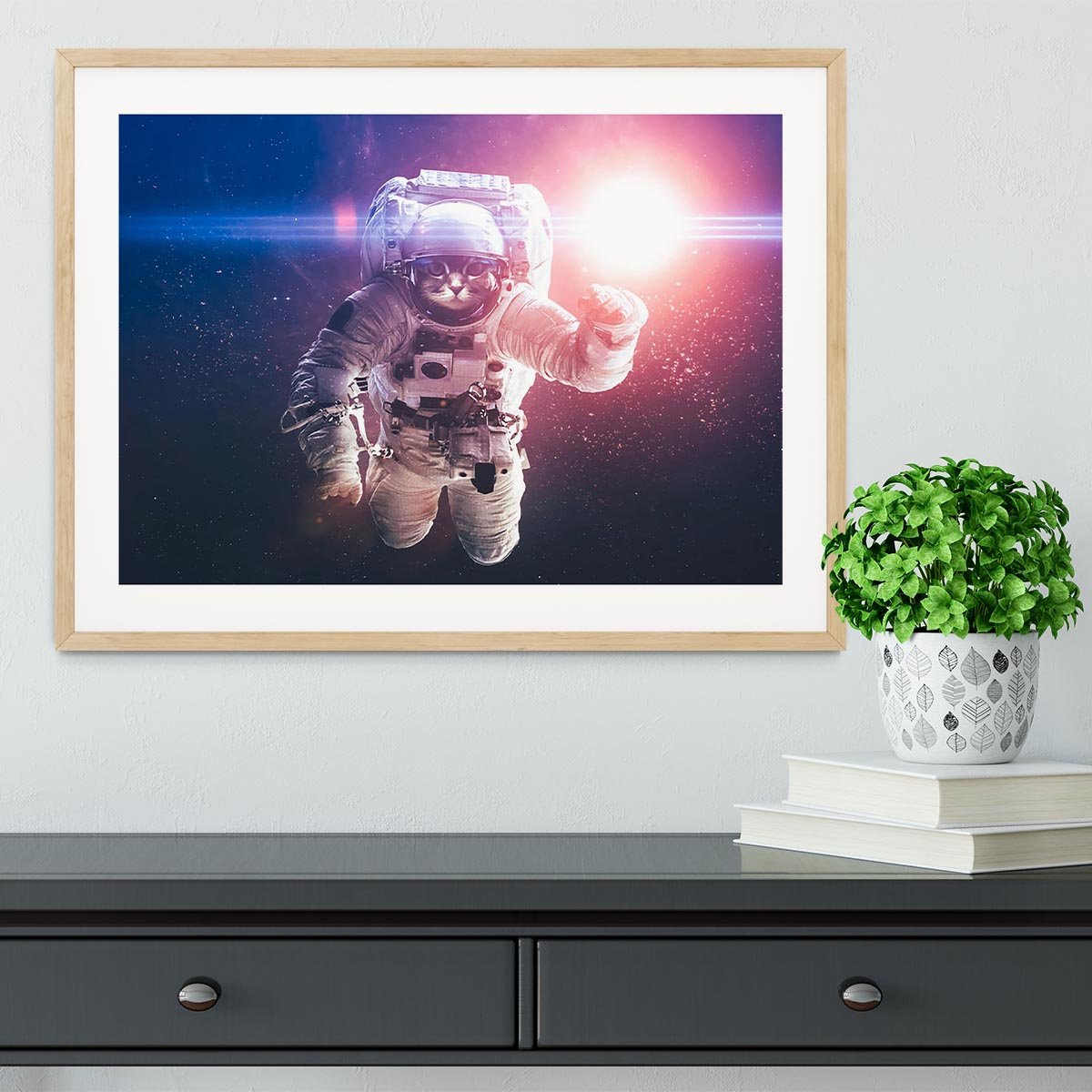Beautiful cat in outer space Framed Print - Canvas Art Rocks - 3