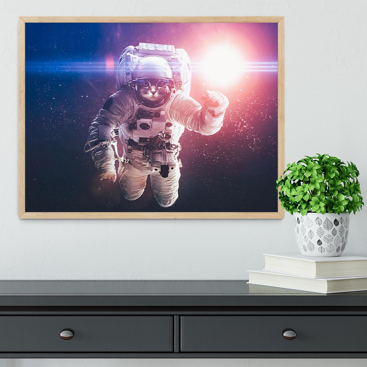 Beautiful cat in outer space Framed Print - Canvas Art Rocks - 4
