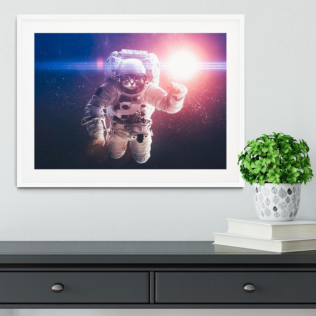 Beautiful cat in outer space Framed Print - Canvas Art Rocks - 5