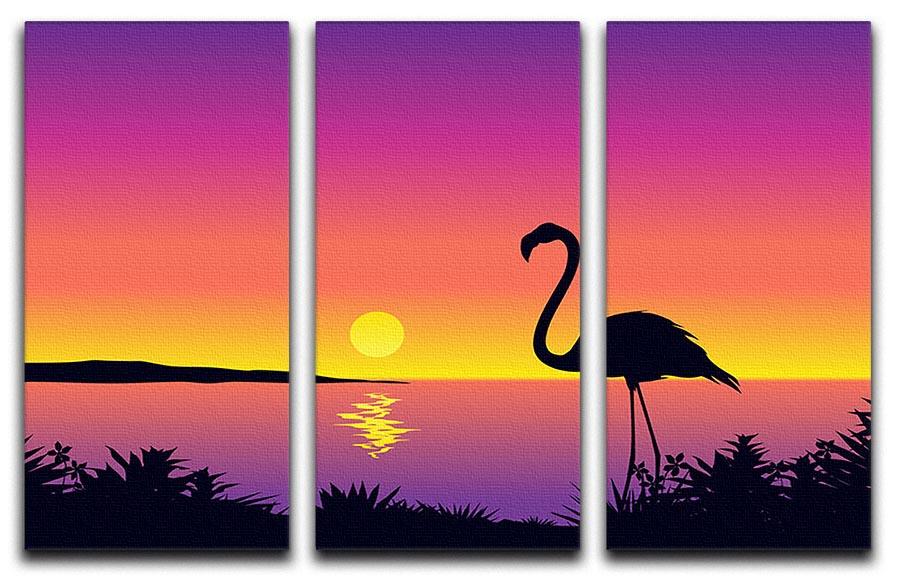Beautiful coastline view with flamingo 3 Split Panel Canvas Print - Canvas Art Rocks - 1