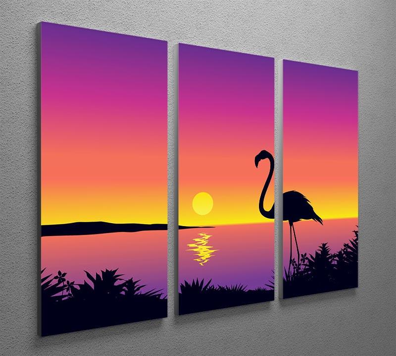 Beautiful coastline view with flamingo 3 Split Panel Canvas Print - Canvas Art Rocks - 2