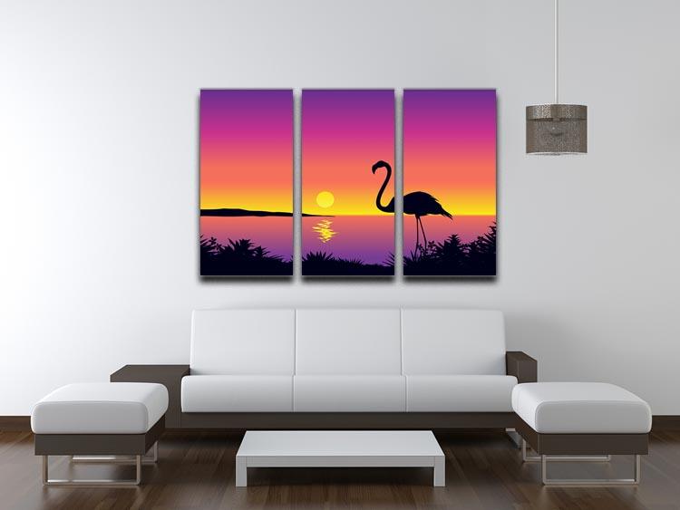 Beautiful coastline view with flamingo 3 Split Panel Canvas Print - Canvas Art Rocks - 3