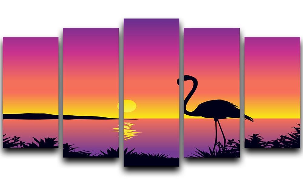 Beautiful coastline view with flamingo 5 Split Panel Canvas - Canvas Art Rocks - 1