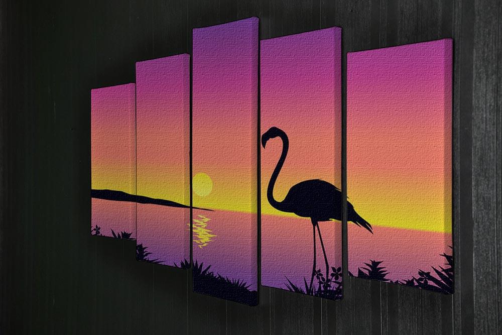 Beautiful coastline view with flamingo 5 Split Panel Canvas - Canvas Art Rocks - 2