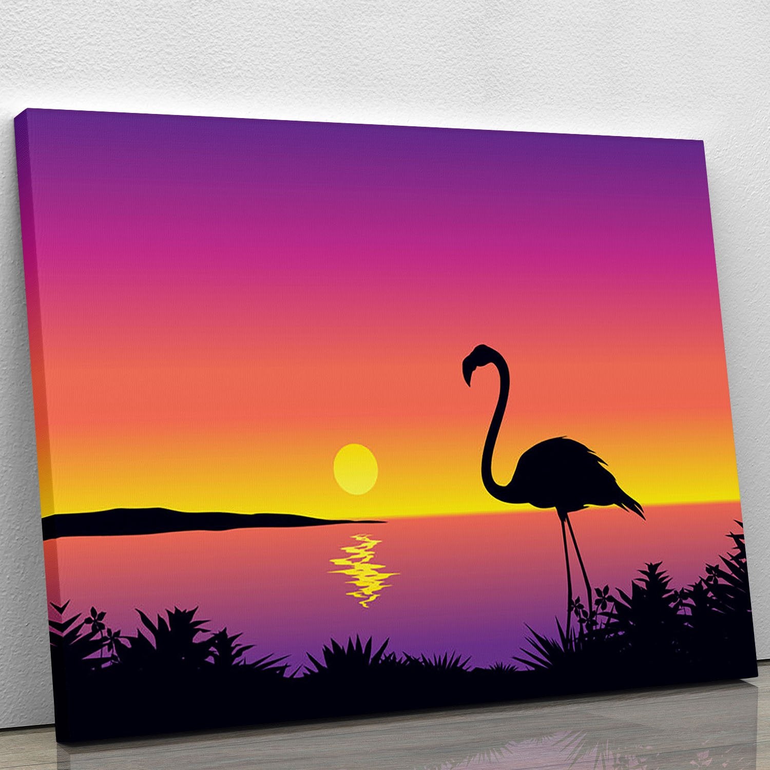 Beautiful coastline view with flamingo Canvas Print or Poster