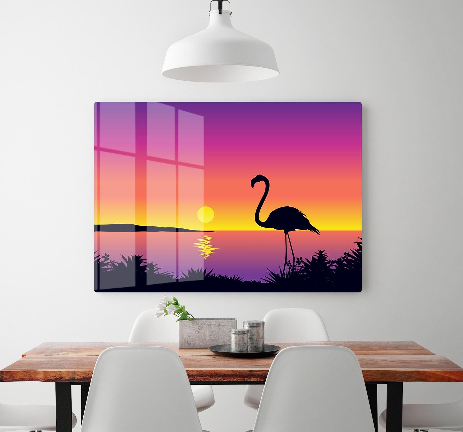 Beautiful coastline view with flamingo HD Metal Print - Canvas Art Rocks - 2