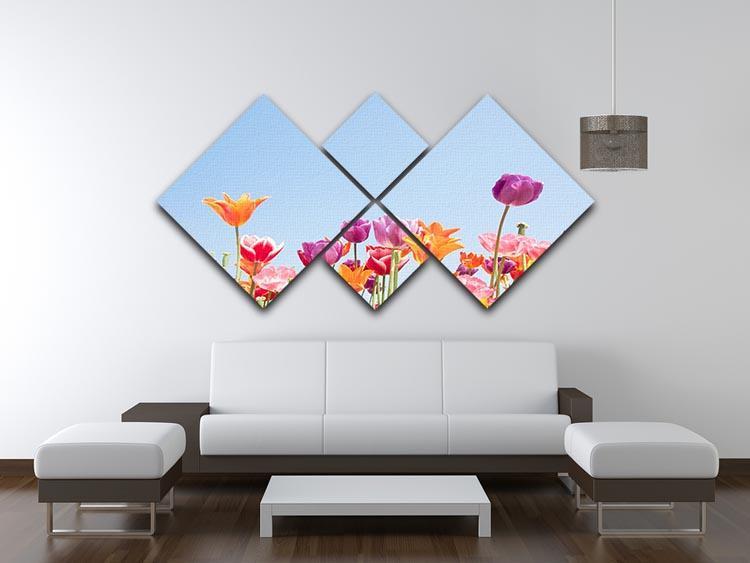 Beautiful coloured flowers 4 Square Multi Panel Canvas  - Canvas Art Rocks - 3