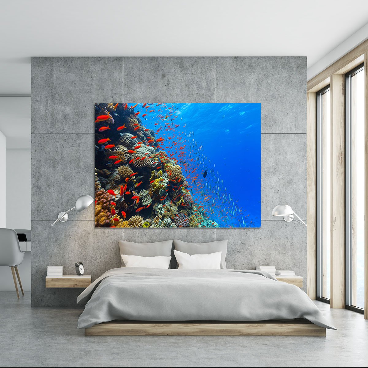 Beautiful coral reef with fish in Red sea Canvas Print or Poster