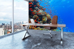 Beautiful coral reef with fish in Red sea Wall Mural Wallpaper - Canvas Art Rocks - 3