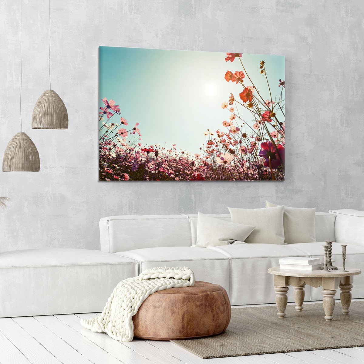 Beautiful cosmos flower field Canvas Print or Poster