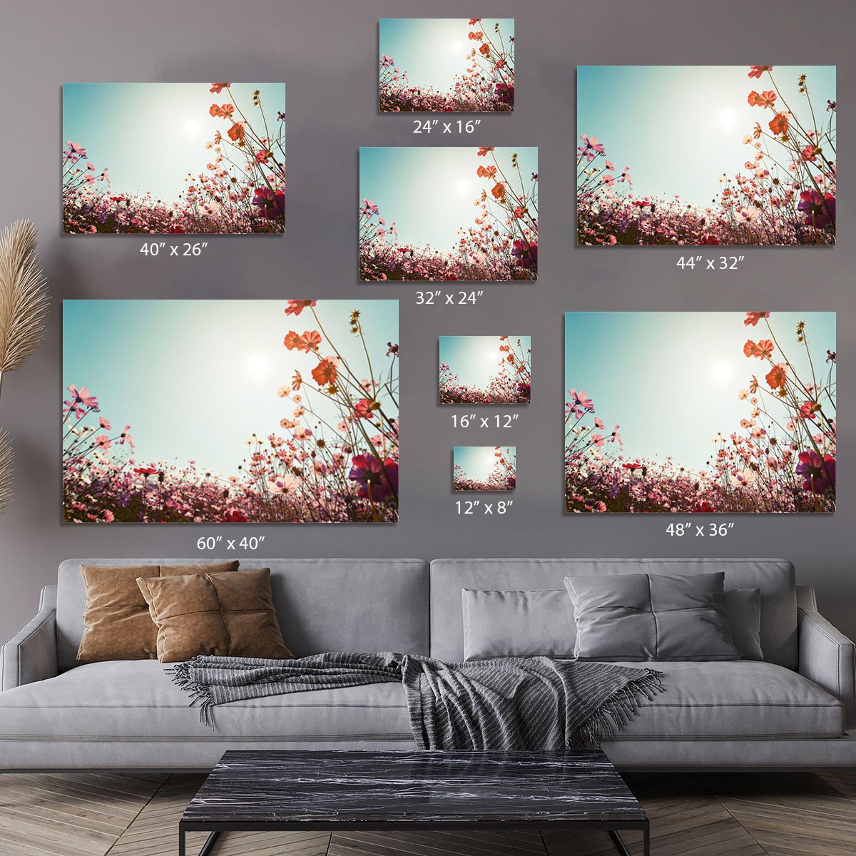 Beautiful cosmos flower field Canvas Print or Poster