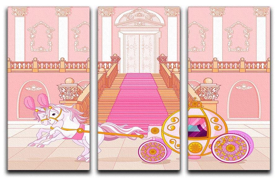 Beautiful fairytale pink carriage 3 Split Panel Canvas Print - Canvas Art Rocks - 1