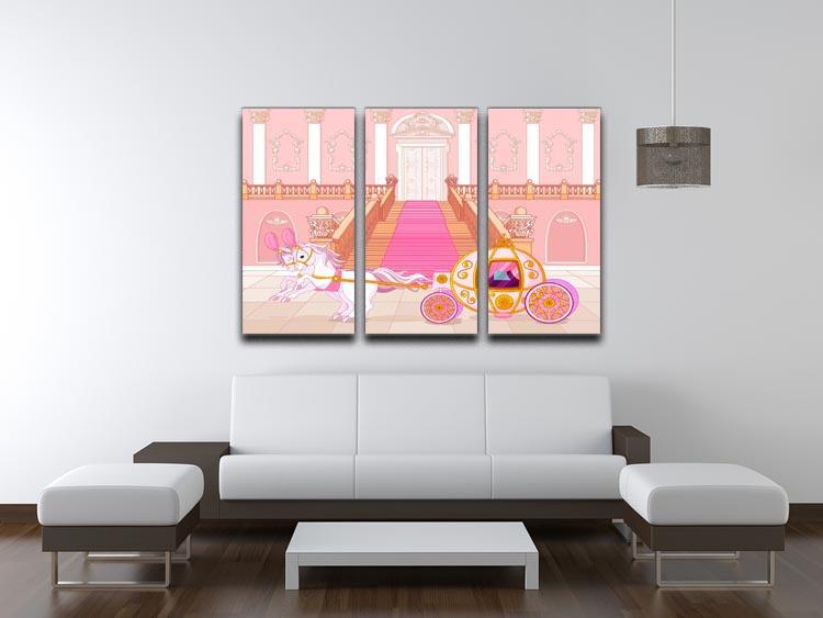 Beautiful fairytale pink carriage 3 Split Panel Canvas Print - Canvas Art Rocks - 3