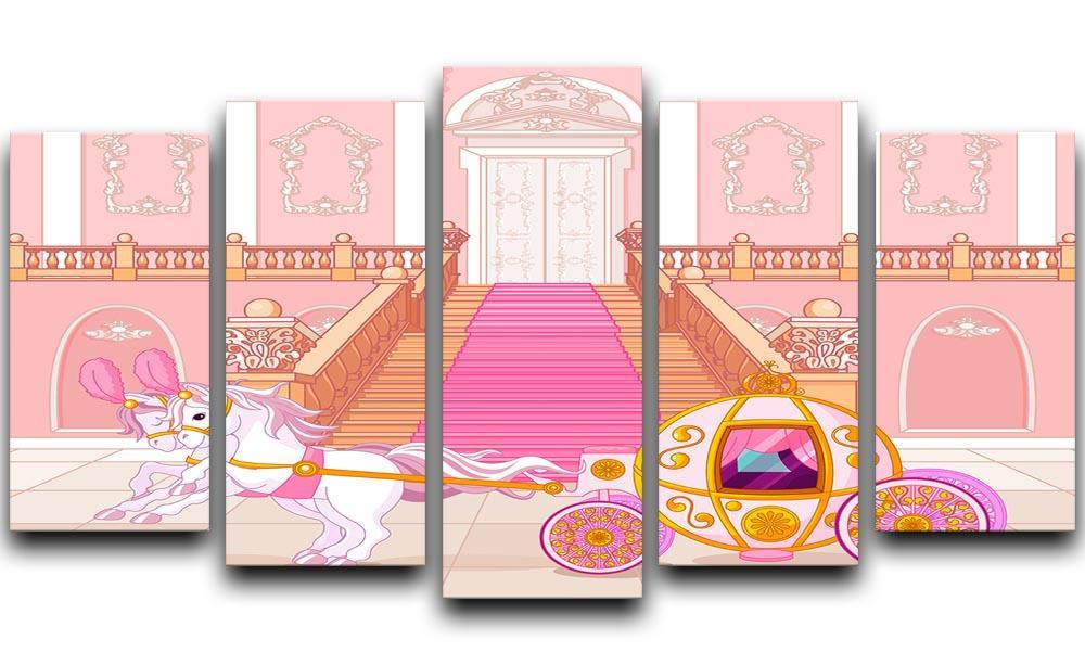 Beautiful fairytale pink carriage 5 Split Panel Canvas  - Canvas Art Rocks - 1