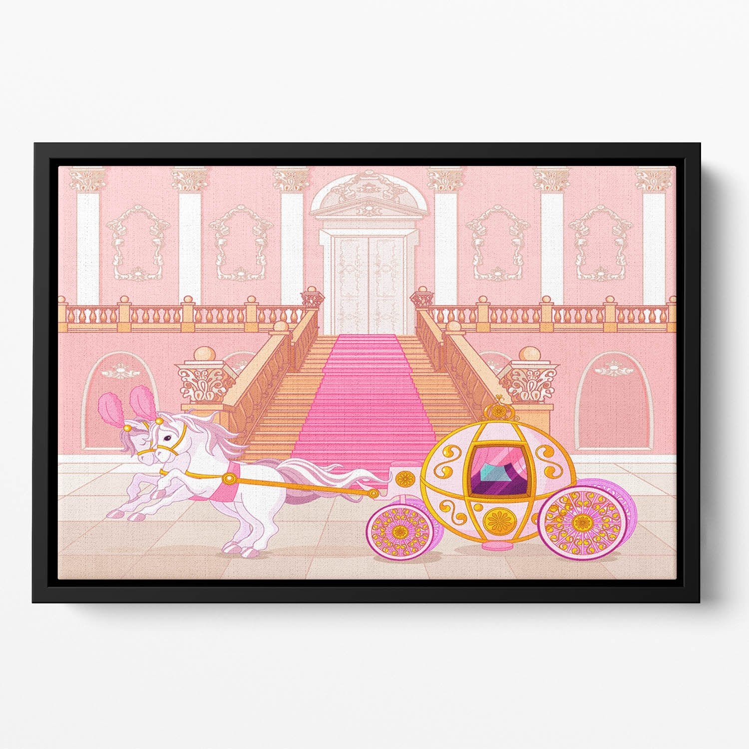 Beautiful fairytale pink carriage Floating Framed Canvas