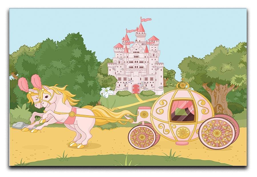 Beautiful fairytale pink carriage and castle Canvas Print or Poster  - Canvas Art Rocks - 1