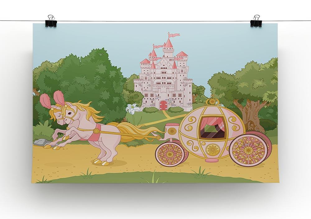 Beautiful fairytale pink carriage and castle Canvas Print or Poster - Canvas Art Rocks - 2