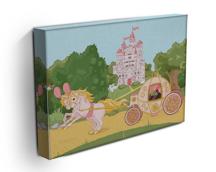 Beautiful fairytale pink carriage and castle Canvas Print or Poster - Canvas Art Rocks - 3