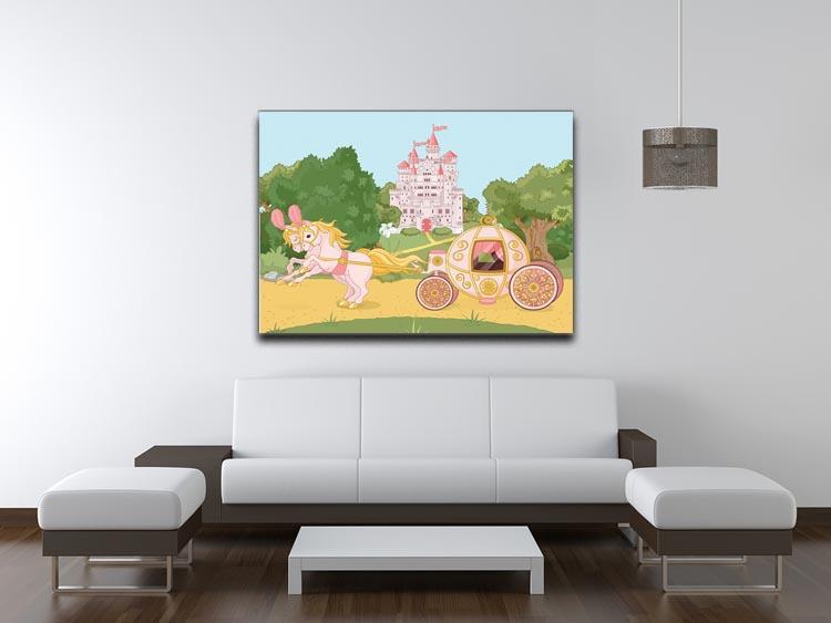 Beautiful fairytale pink carriage and castle Canvas Print or Poster - Canvas Art Rocks - 4