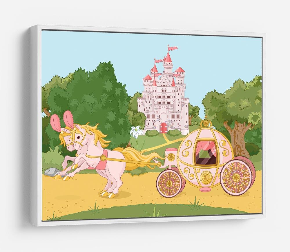 Beautiful fairytale pink carriage and castle HD Metal Print