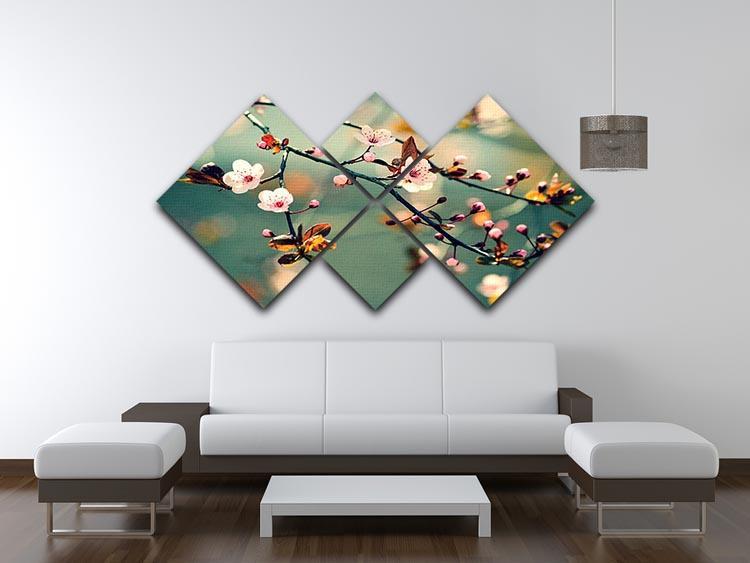 Beautiful flowering Japanese cherry 4 Square Multi Panel Canvas  - Canvas Art Rocks - 3