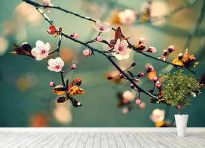 Beautiful flowering Japanese cherry Wall Mural Wallpaper - Canvas Art Rocks - 4