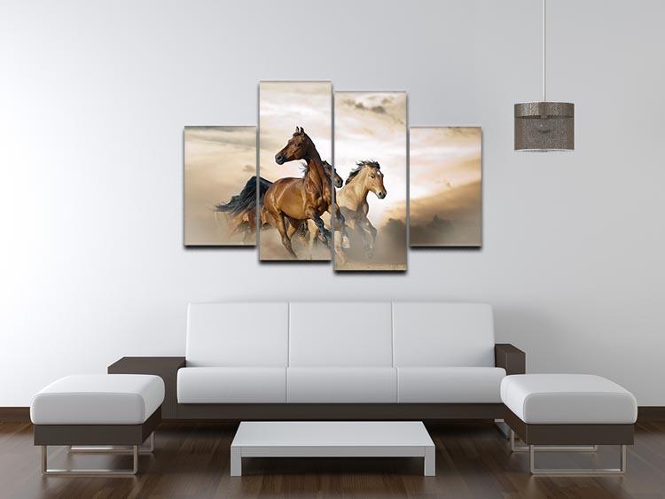 Beautiful horses of different breeds 4 Split Panel Canvas - Canvas Art Rocks - 3