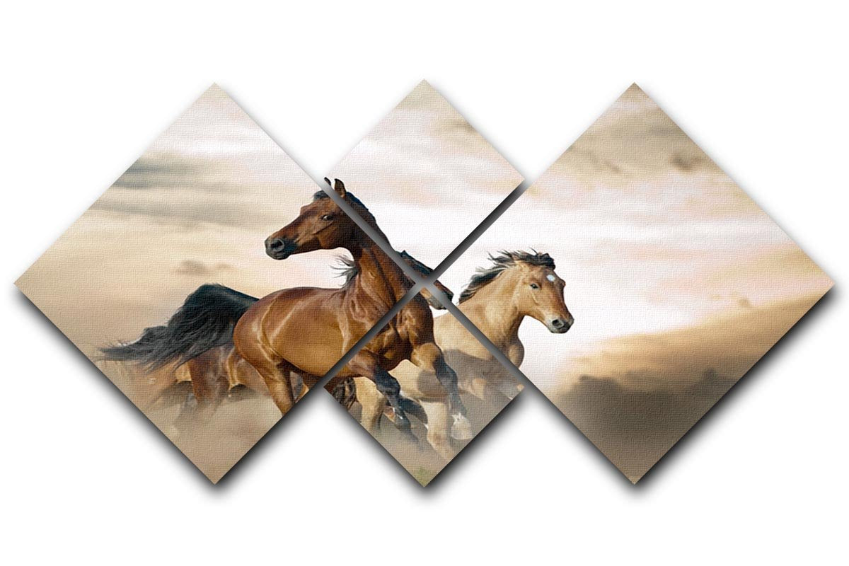 Beautiful horses of different breeds 4 Square Multi Panel Canvas - Canvas Art Rocks - 1
