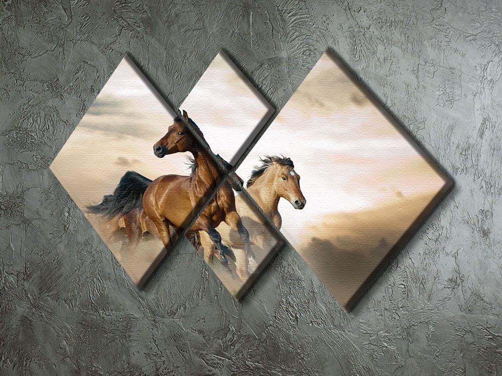 Beautiful horses of different breeds 4 Square Multi Panel Canvas - Canvas Art Rocks - 2