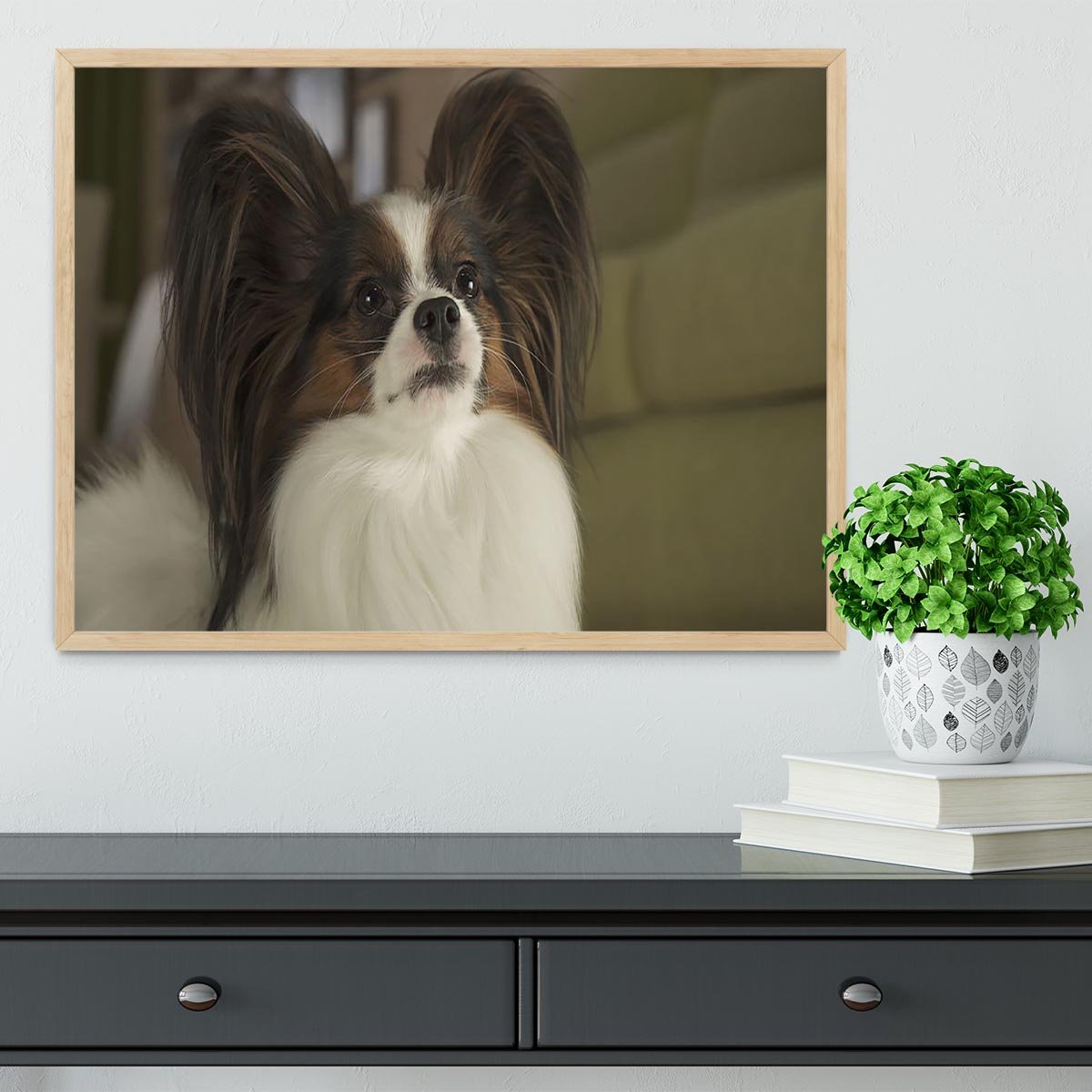 Beautiful male dog Papillon Framed Print - Canvas Art Rocks - 4
