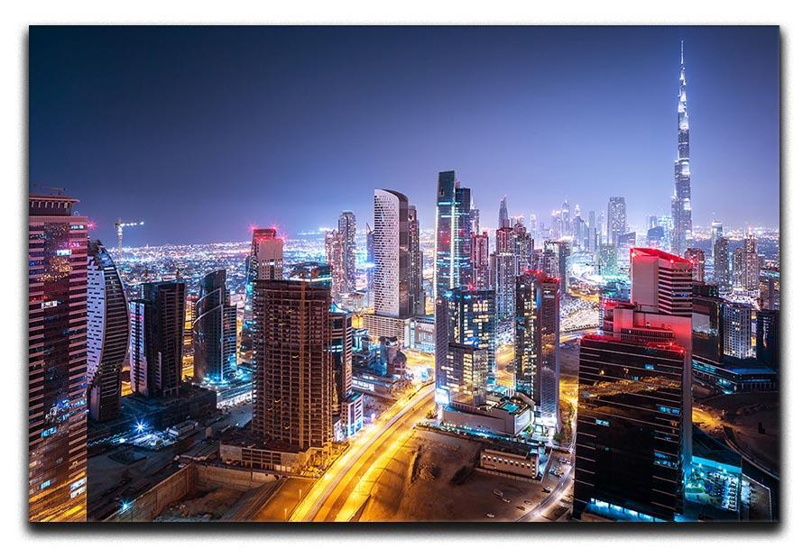 Beautiful night cityscape of Dubai Canvas Print or Poster  - Canvas Art Rocks - 1
