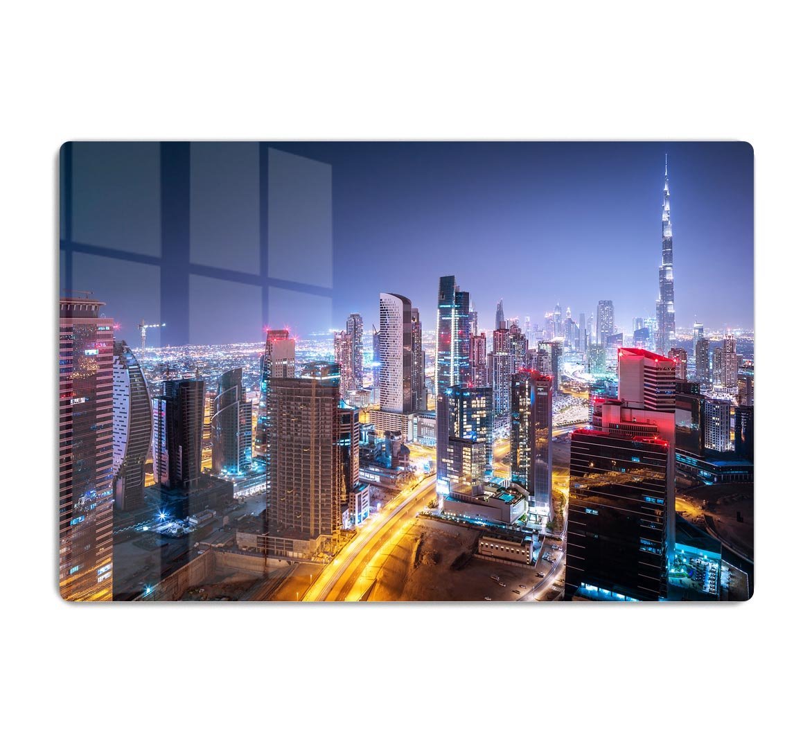 Beautiful night cityscape of Dubai HD Metal Print